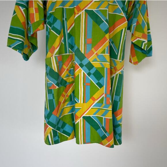 Vintage 60's Green Geometric Artist Smock / One Size / Retro Novelty Mod - Picture 4 of 8